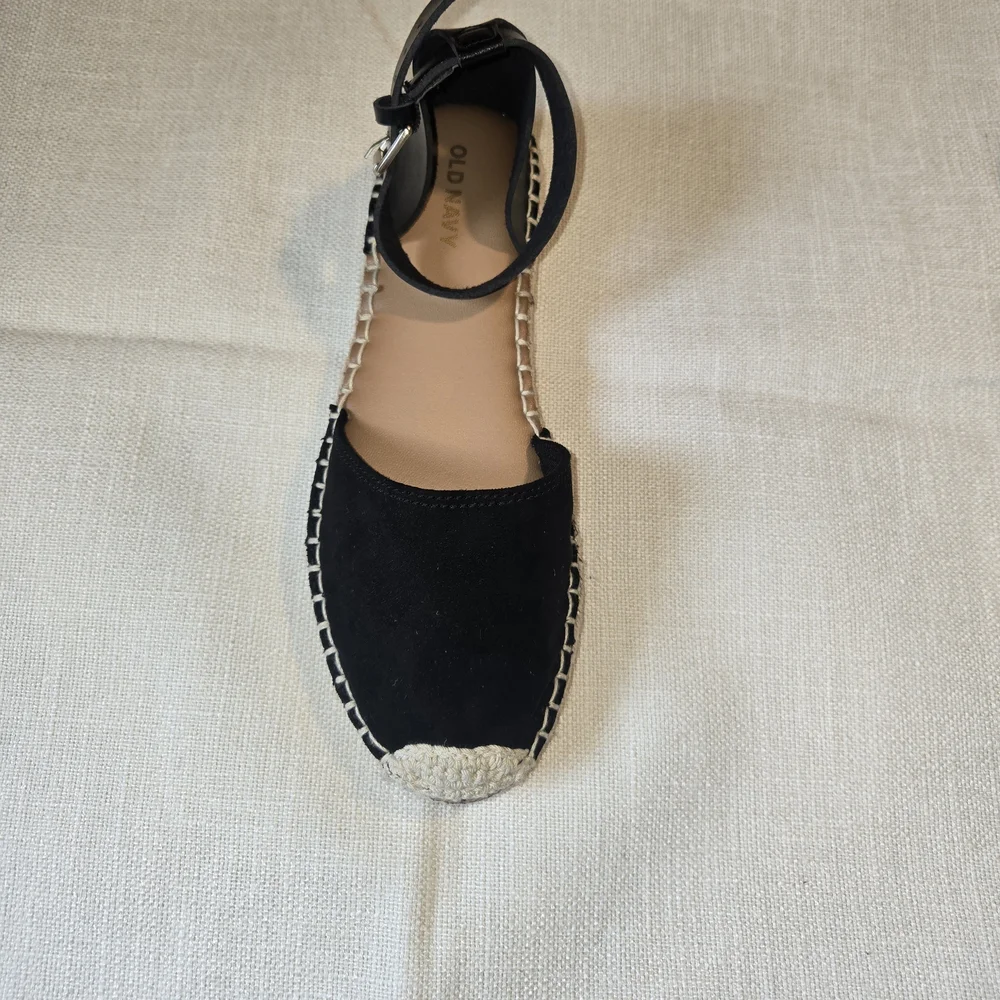 Old Navy Black Espadrille Ankle-Strap Flats Size 6